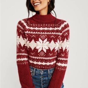 Abercrombie & Fitch Red and White Fair Isle sweater